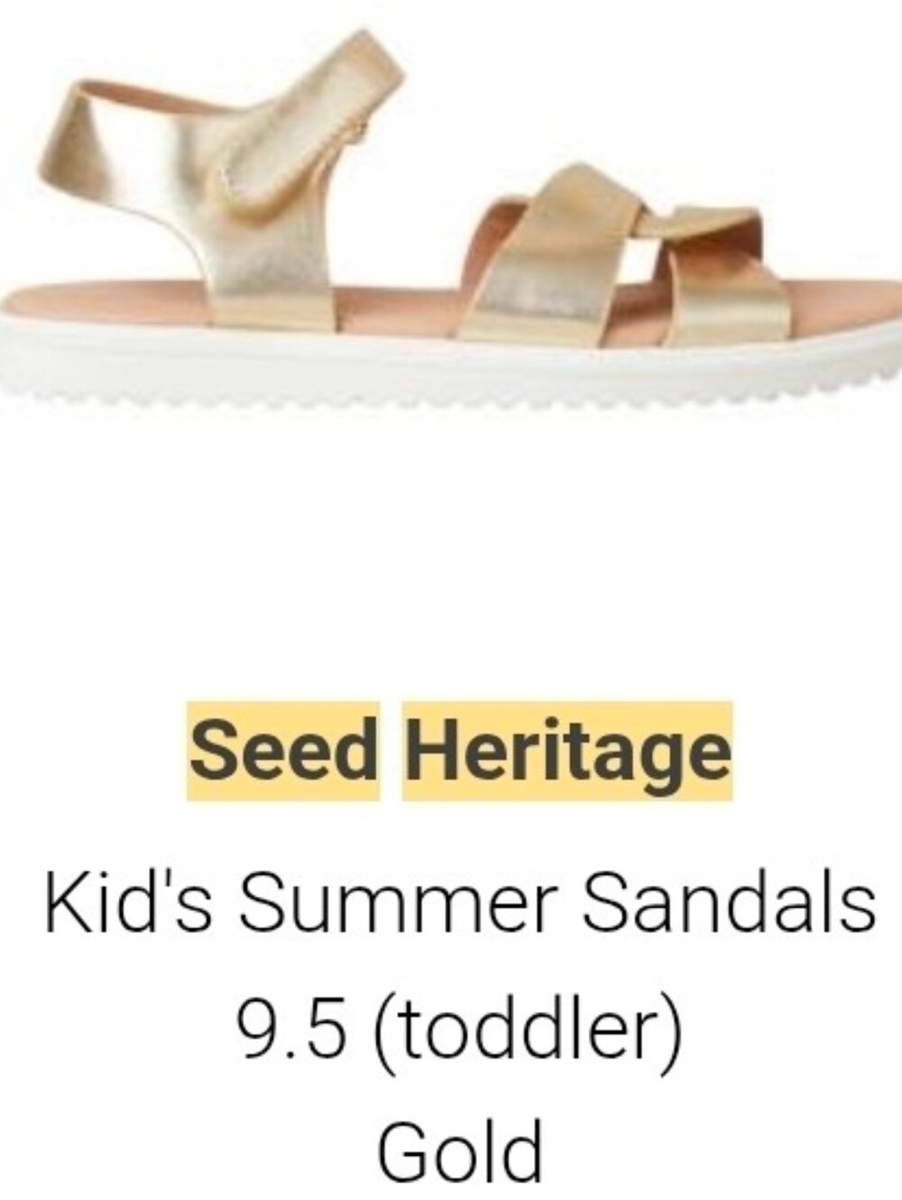 Seed Heritage Metallic Gold Toddler Strap Sandals